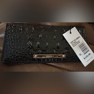 Brahmin Glossy Black Embossed Wallet